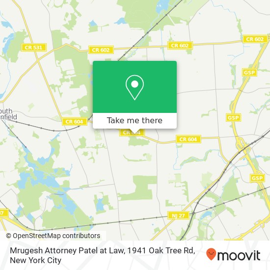 Mrugesh Attorney Patel at Law, 1941 Oak Tree Rd map