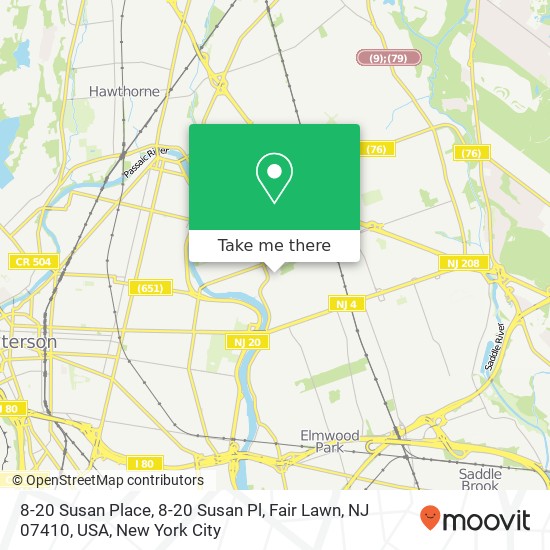 Mapa de 8-20 Susan Place, 8-20 Susan Pl, Fair Lawn, NJ 07410, USA