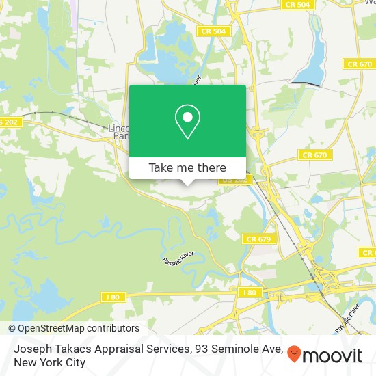 Joseph Takacs Appraisal Services, 93 Seminole Ave map