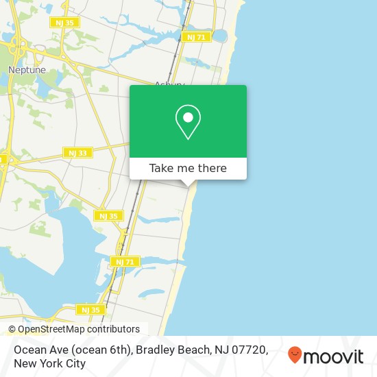 Mapa de Ocean Ave (ocean 6th), Bradley Beach, NJ 07720