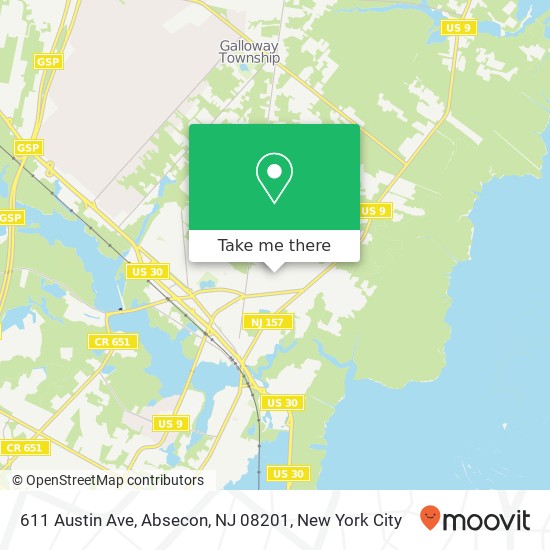 Mapa de 611 Austin Ave, Absecon, NJ 08201