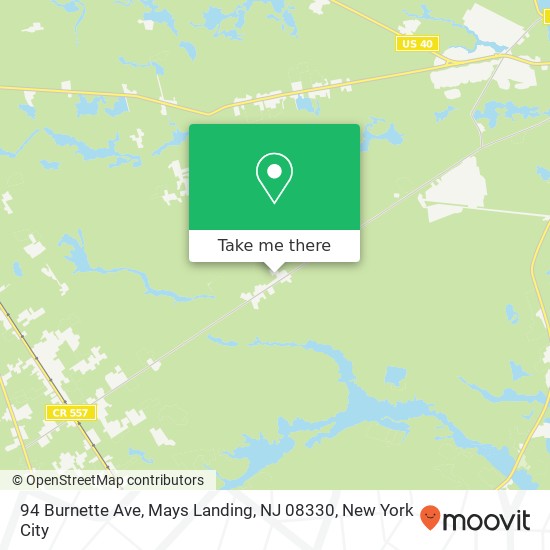 Mapa de 94 Burnette Ave, Mays Landing, NJ 08330