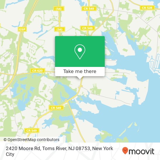 Mapa de 2420 Moore Rd, Toms River, NJ 08753