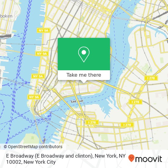 Mapa de E Broadway (E Broadway and clinton), New York, NY 10002