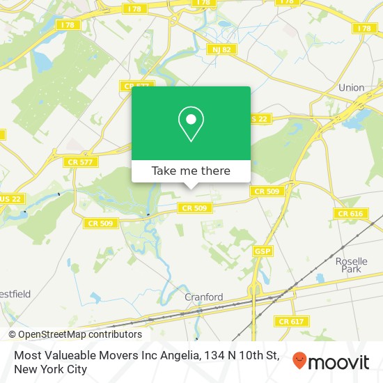 Mapa de Most Valueable Movers Inc Angelia, 134 N 10th St