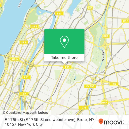 Mapa de E 175th St (E 175th St and webster ave), Bronx, NY 10457