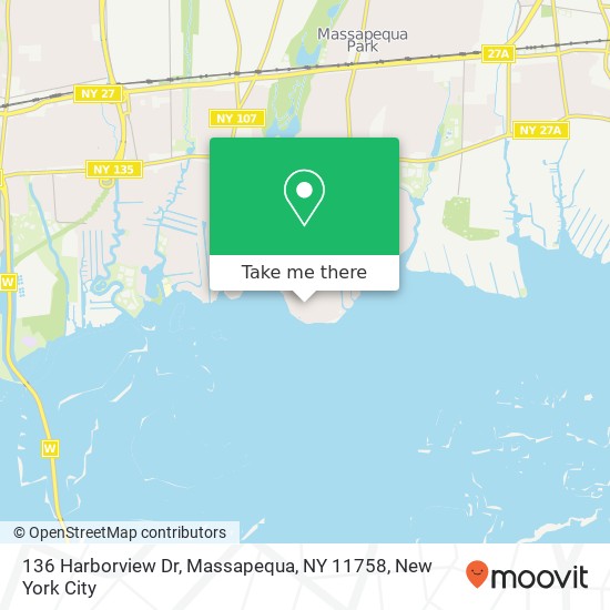 Mapa de 136 Harborview Dr, Massapequa, NY 11758