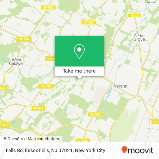 Mapa de Fells Rd, Essex Fells, NJ 07021