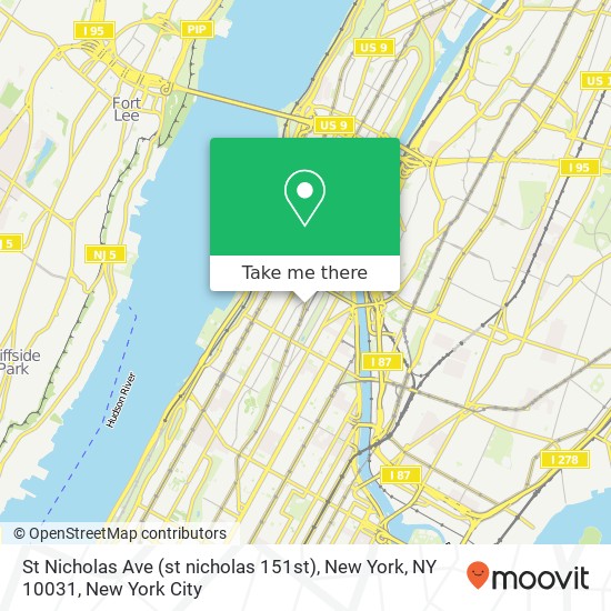 Mapa de St Nicholas Ave (st nicholas 151st), New York, NY 10031