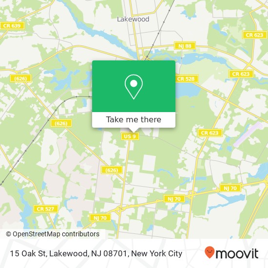 Mapa de 15 Oak St, Lakewood, NJ 08701