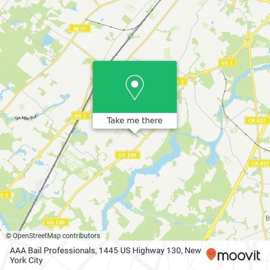 Mapa de AAA Bail Professionals, 1445 US Highway 130