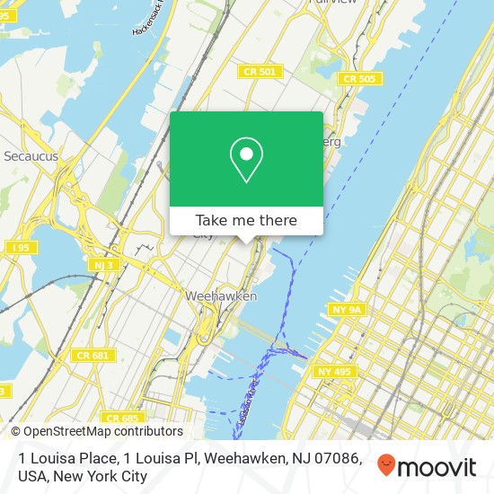 Mapa de 1 Louisa Place, 1 Louisa Pl, Weehawken, NJ 07086, USA