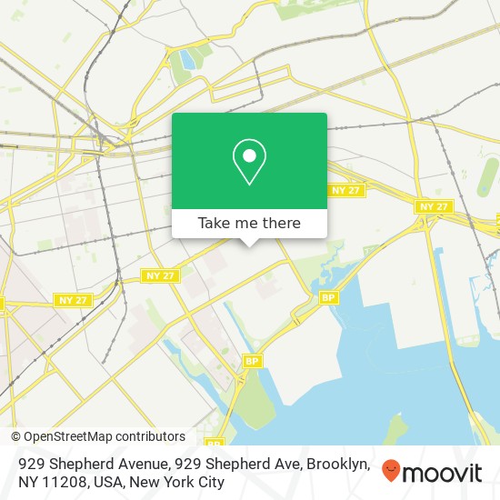 Mapa de 929 Shepherd Avenue, 929 Shepherd Ave, Brooklyn, NY 11208, USA