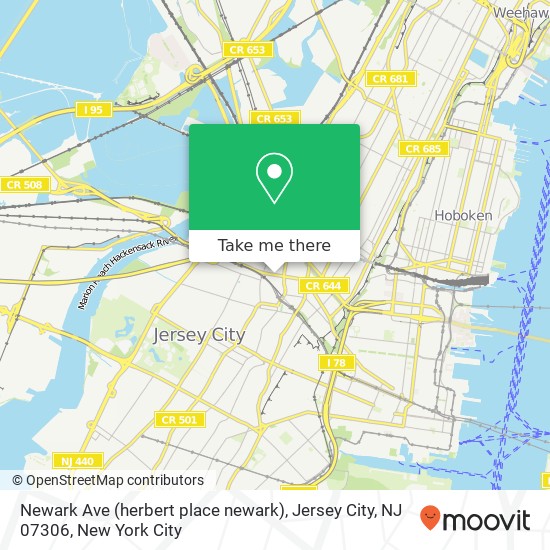 Mapa de Newark Ave (herbert place newark), Jersey City, NJ 07306