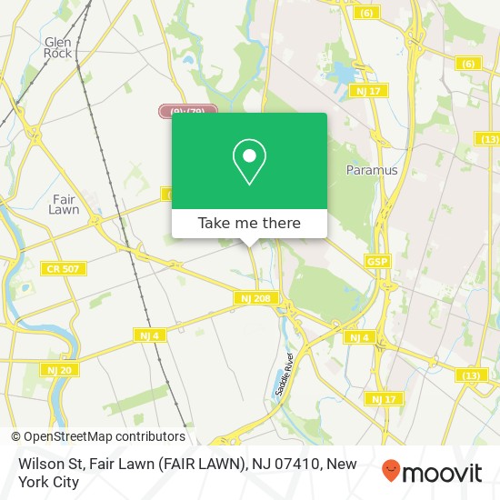 Mapa de Wilson St, Fair Lawn (FAIR LAWN), NJ 07410