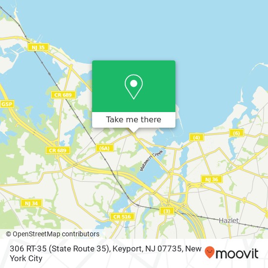 Mapa de 306 RT-35 (State Route 35), Keyport, NJ 07735