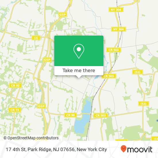 Mapa de 17 4th St, Park Ridge, NJ 07656