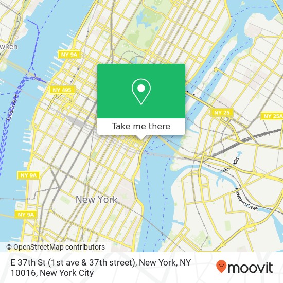 Mapa de E 37th St (1st ave & 37th street), New York, NY 10016