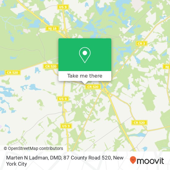 Marten N Ladman, DMD, 87 County Road 520 map