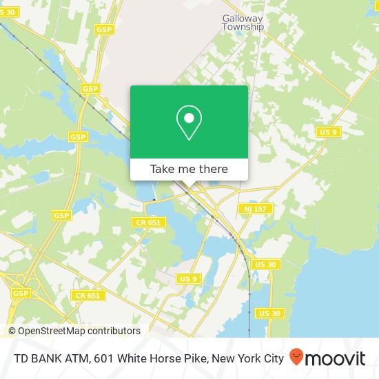 Mapa de TD BANK ATM, 601 White Horse Pike