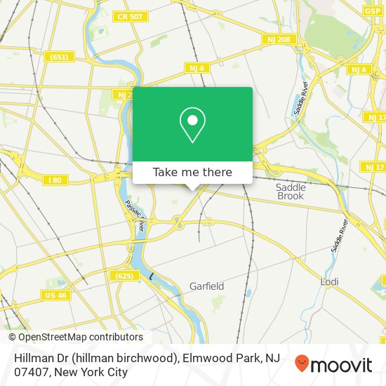 Mapa de Hillman Dr (hillman birchwood), Elmwood Park, NJ 07407