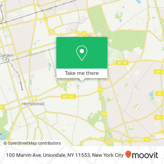 Mapa de 100 Marvin Ave, Uniondale, NY 11553