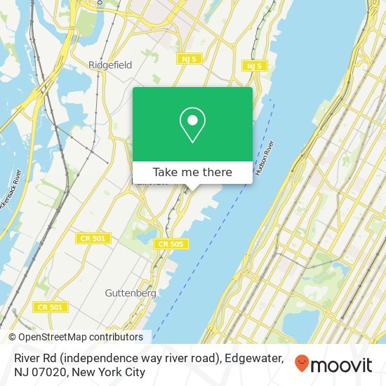 River Rd (independence way river road), Edgewater, NJ 07020 map