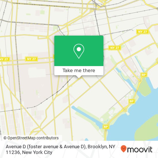 Mapa de Avenue D (foster avenue & Avenue D), Brooklyn, NY 11236