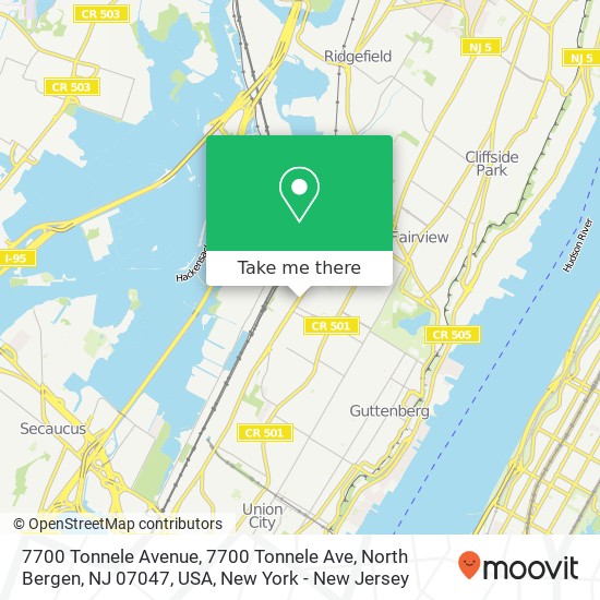 7700 Tonnele Avenue, 7700 Tonnele Ave, North Bergen, NJ 07047, USA map