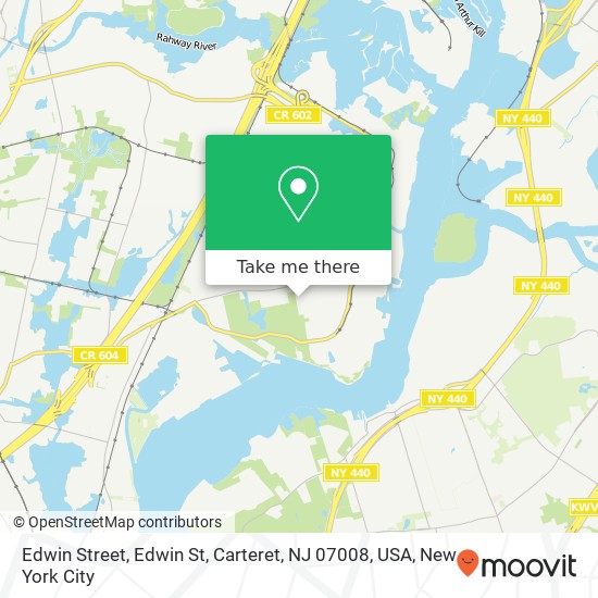 Mapa de Edwin Street, Edwin St, Carteret, NJ 07008, USA
