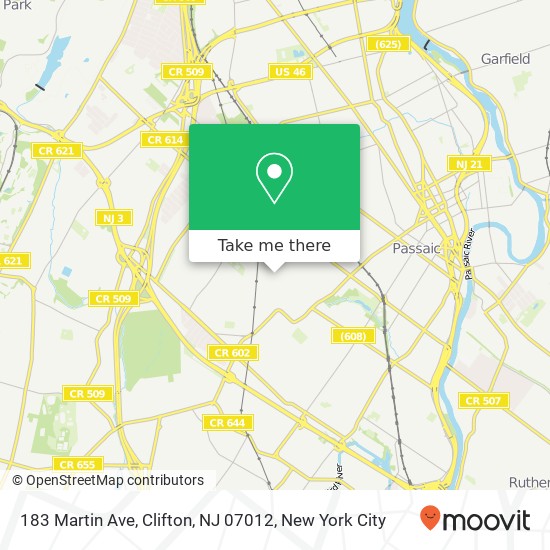 Mapa de 183 Martin Ave, Clifton, NJ 07012