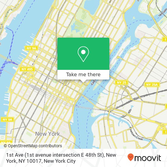 Mapa de 1st Ave (1st avenue intersection E 48th St), New York, NY 10017