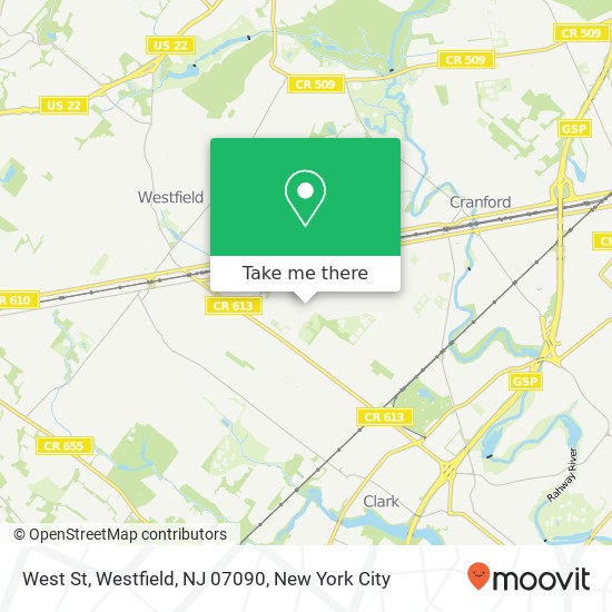 Mapa de West St, Westfield, NJ 07090