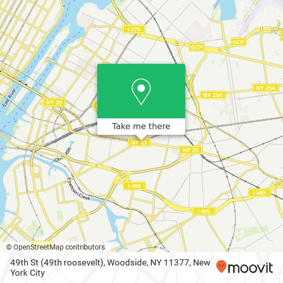 Mapa de 49th St (49th roosevelt), Woodside, NY 11377