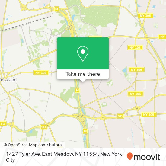 Mapa de 1427 Tyler Ave, East Meadow, NY 11554