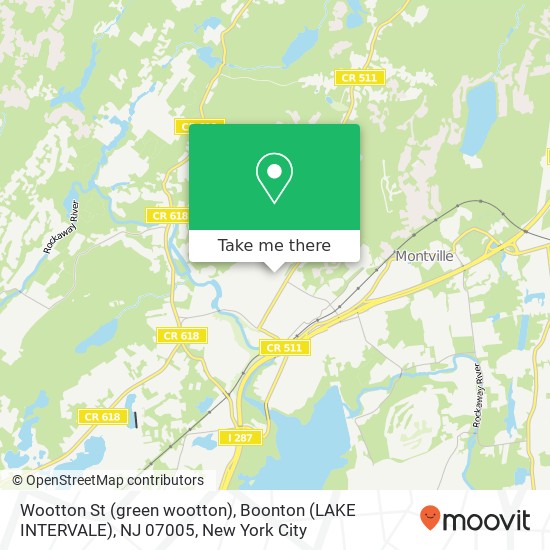 Mapa de Wootton St (green wootton), Boonton (LAKE INTERVALE), NJ 07005