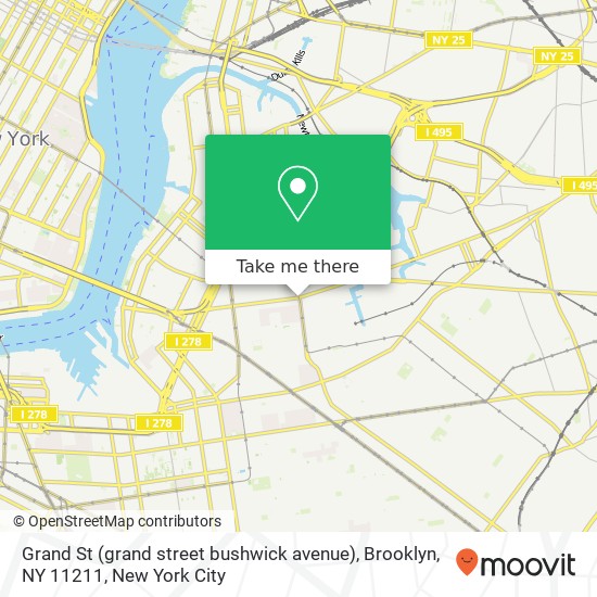 Mapa de Grand St (grand street bushwick avenue), Brooklyn, NY 11211