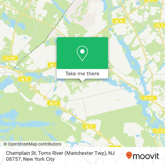 Mapa de Champlain St, Toms River (Manchester Twp), NJ 08757