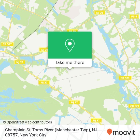 Mapa de Champlain St, Toms River (Manchester Twp), NJ 08757