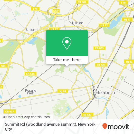 Mapa de Summit Rd (woodland avenue summit), Union, NJ 07083