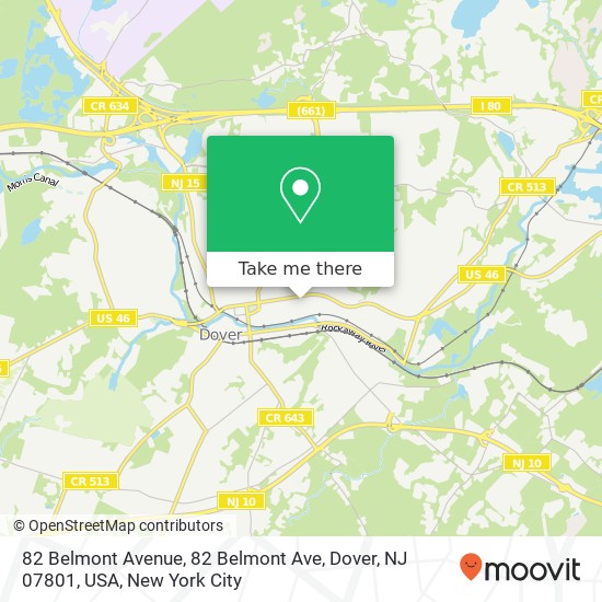 Mapa de 82 Belmont Avenue, 82 Belmont Ave, Dover, NJ 07801, USA