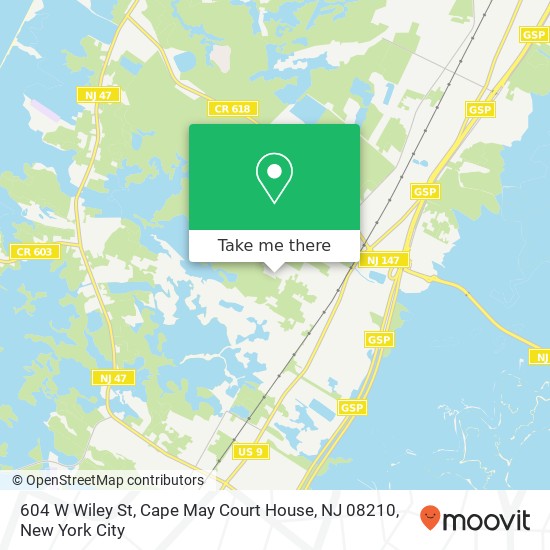 Mapa de 604 W Wiley St, Cape May Court House, NJ 08210