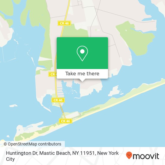 Mapa de Huntington Dr, Mastic Beach, NY 11951