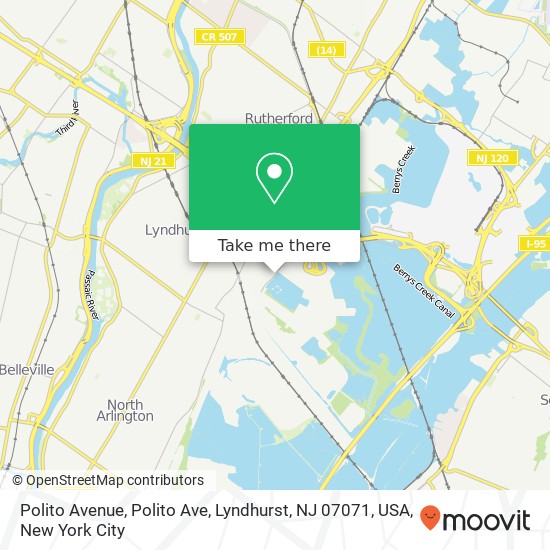 Mapa de Polito Avenue, Polito Ave, Lyndhurst, NJ 07071, USA