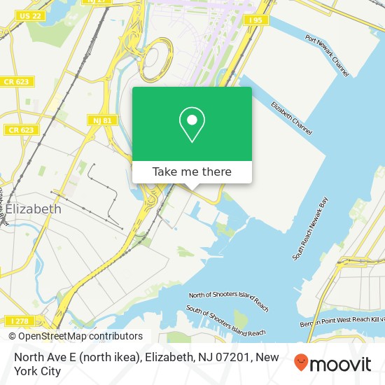 Mapa de North Ave E (north ikea), Elizabeth, NJ 07201