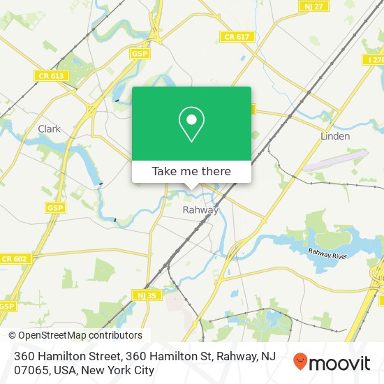 Mapa de 360 Hamilton Street, 360 Hamilton St, Rahway, NJ 07065, USA