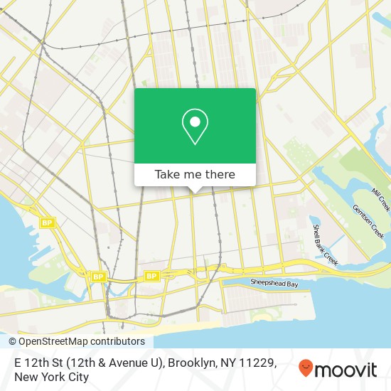 Mapa de E 12th St (12th & Avenue U), Brooklyn, NY 11229