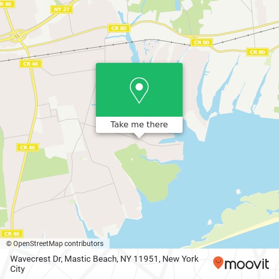 Mapa de Wavecrest Dr, Mastic Beach, NY 11951