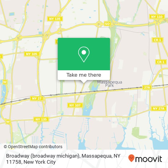 Mapa de Broadway (broadway michigan), Massapequa, NY 11758