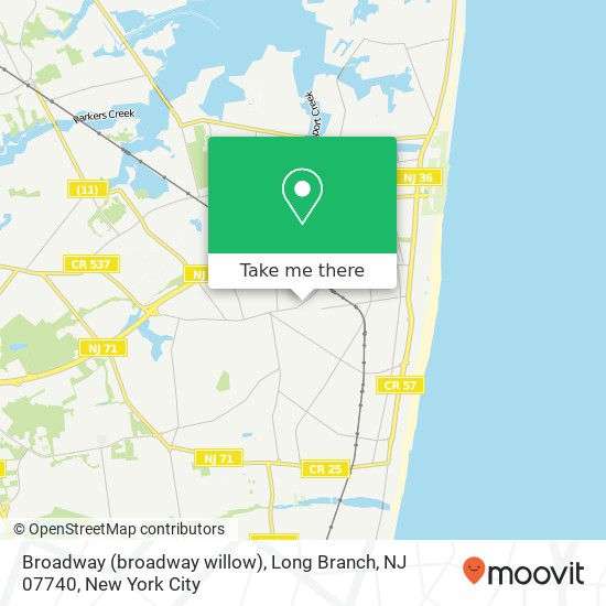 Mapa de Broadway (broadway willow), Long Branch, NJ 07740